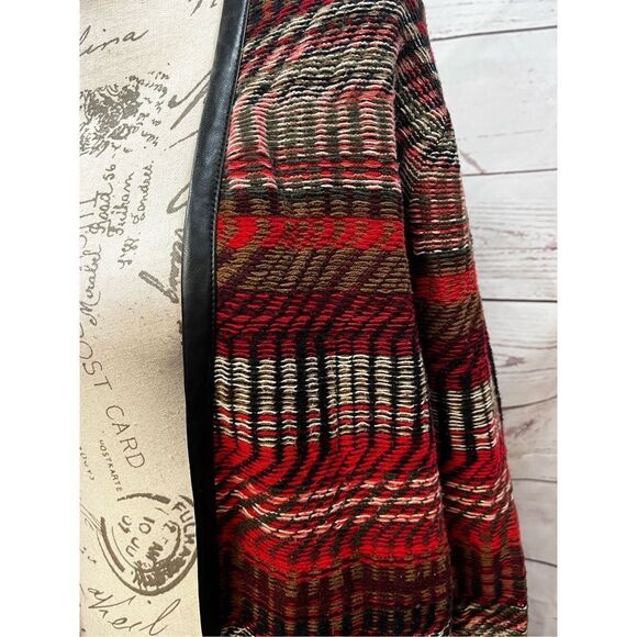 Rafaella medium red/brown/black cardigan with black trim (#1849) - Picture 3 of 5